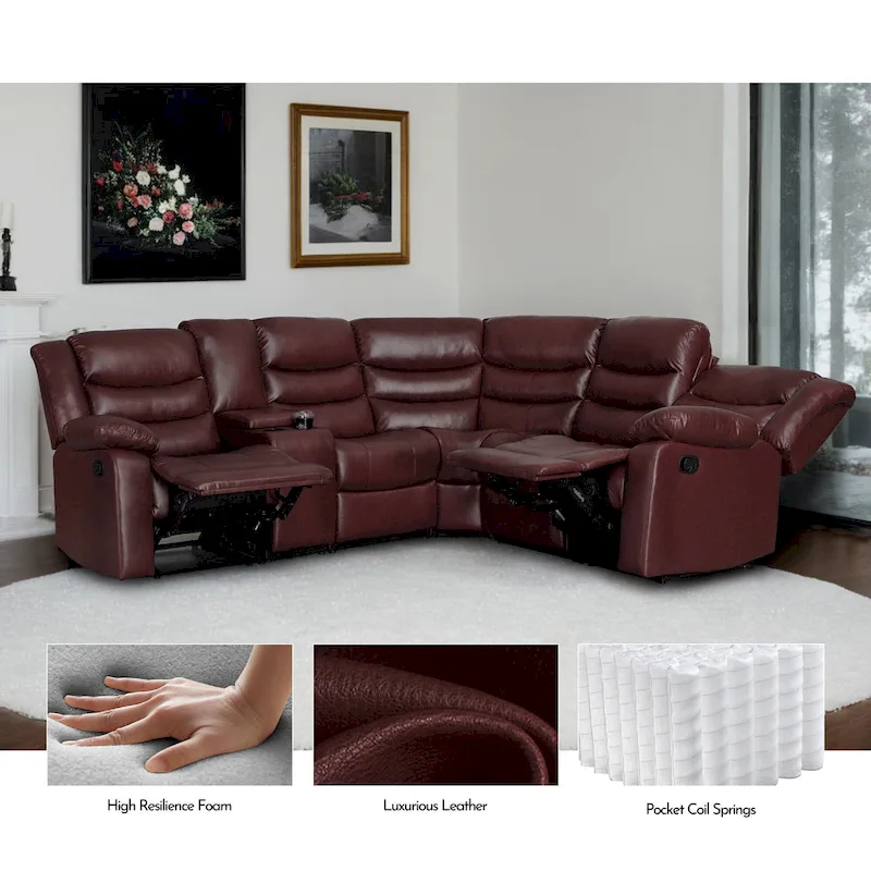 106 Manual Reclining Modular Sectional Couch with 1 Console & 2 Cup Holders, Living Room/Office