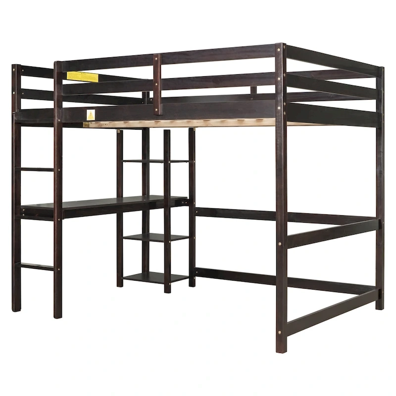 Full Loft Bed with Desk ,Shelves and Ladder