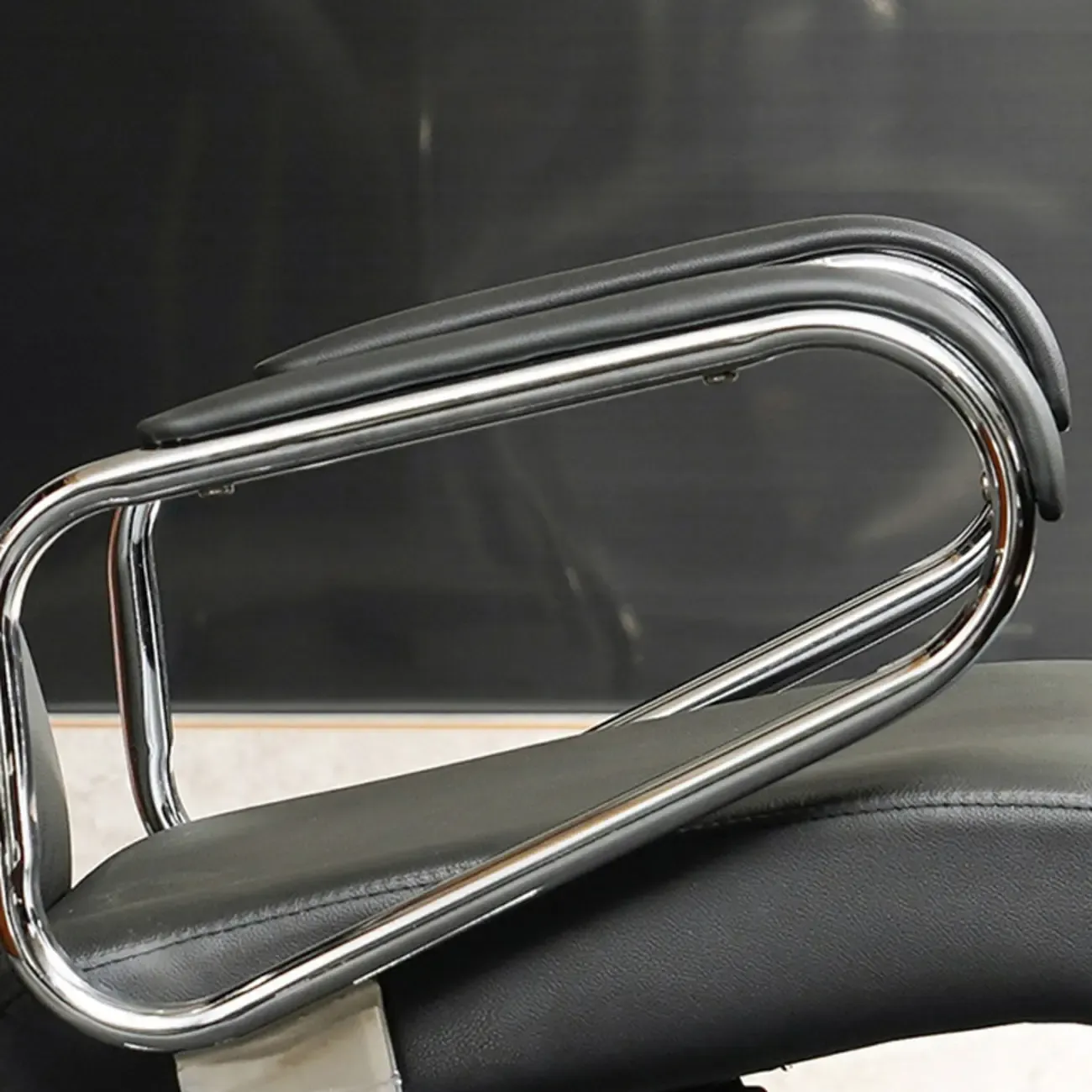 Modern Black Leather Upholstered Adjustable Swivel Office Chair