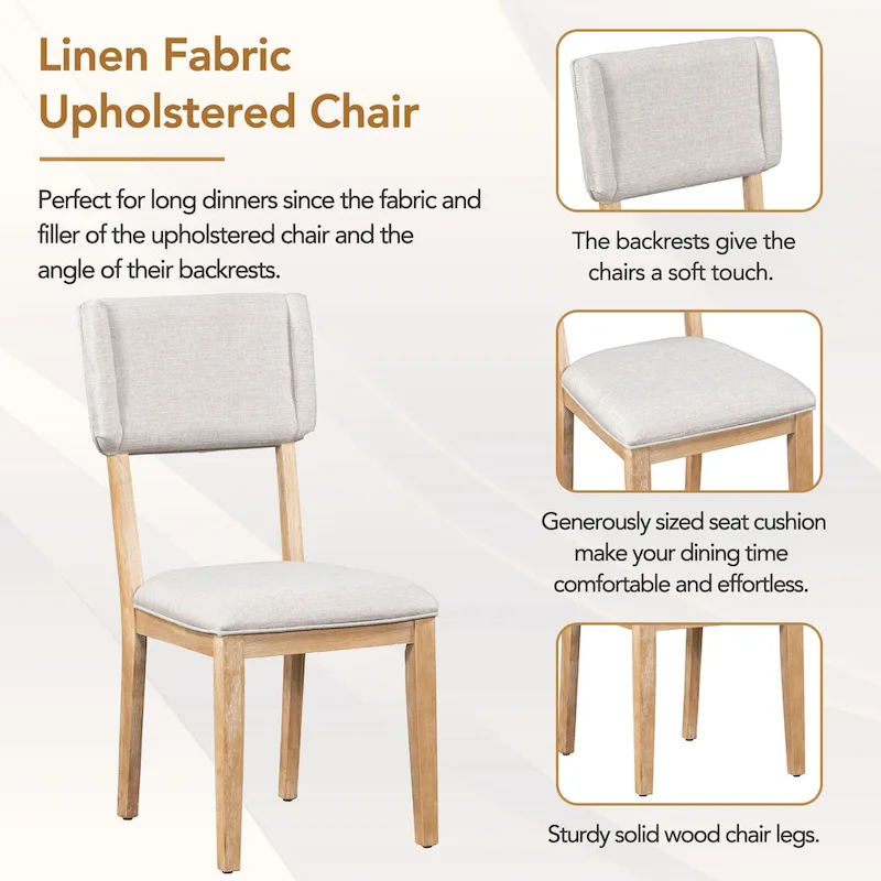 5-Piece Wooden Dining Table Set with 59  Rectangular Table & 4 Chairs