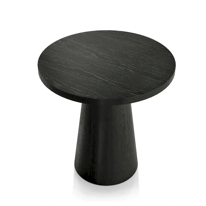 Furniture of America Vitten Modern Round Solid Wood Pedestal End Table