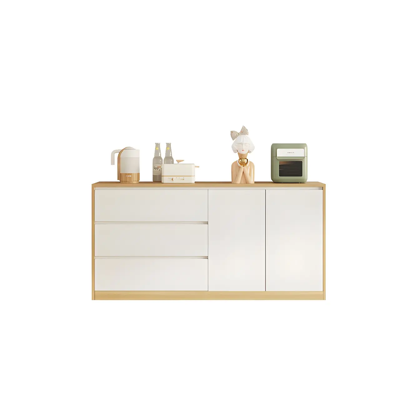Modern Wooden Sideboard with 3 Drawers in White