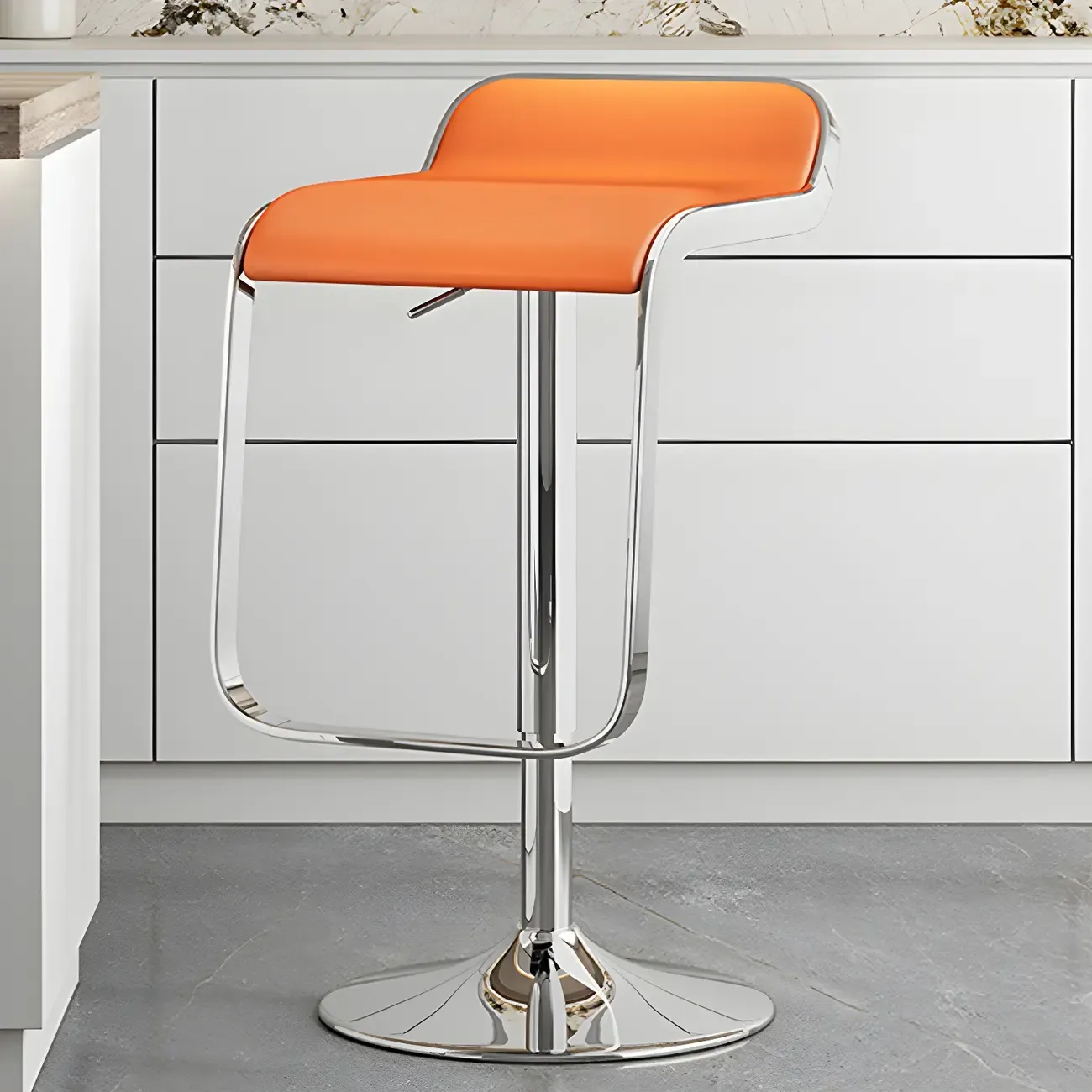 Leather Low Back Metal Adjustable Swivel Bar Stools