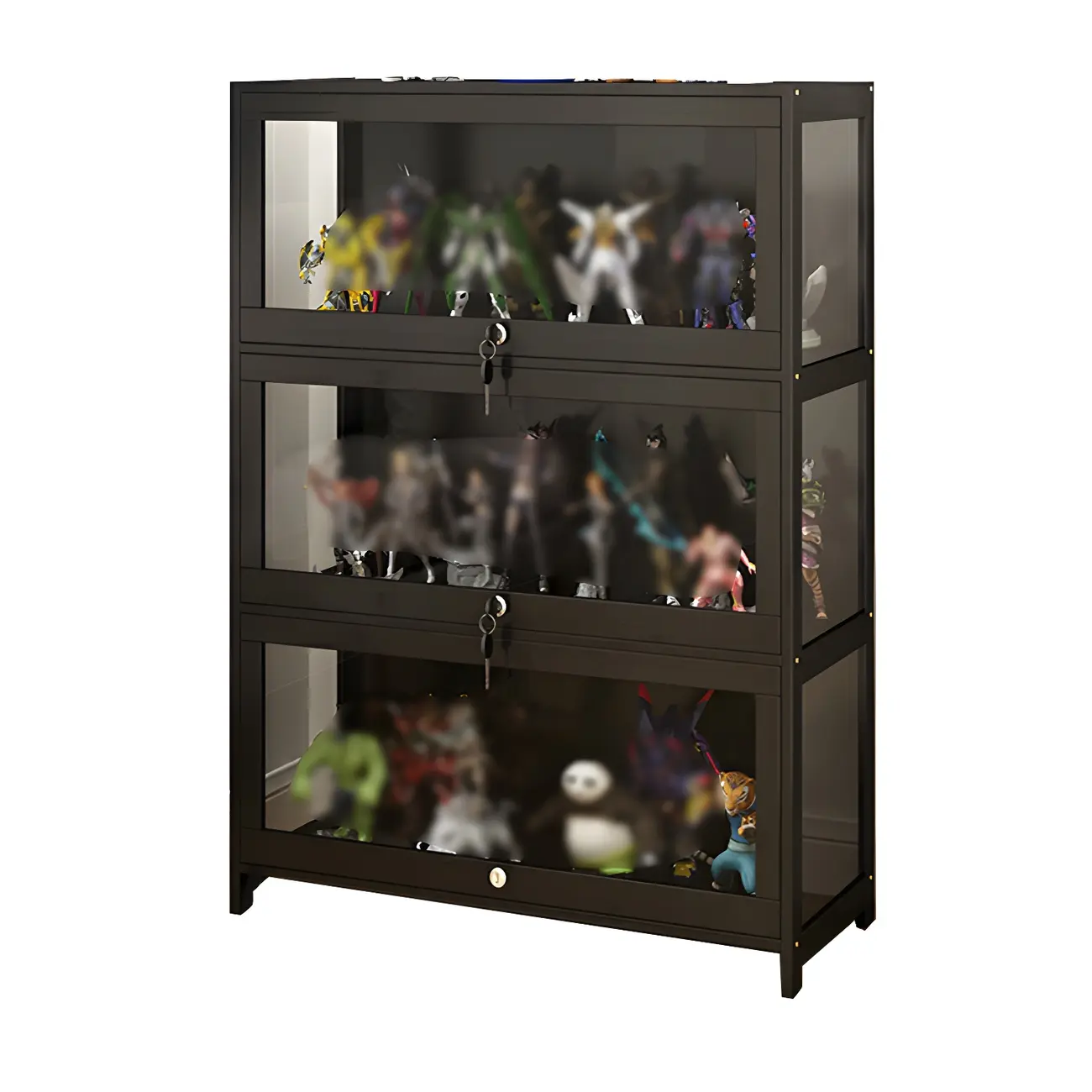 Living Room Modern Black Glass Figurine Display Cabinet