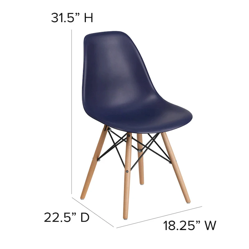 Plastic Chair with Wooden Legs