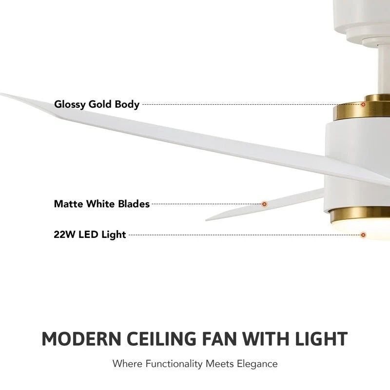CO-Z 52  LED Ceiling Fan with Dimmable Light Kit and Remote Control - 52 Inches
