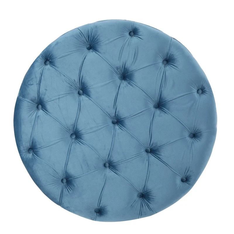 Zelfa Modern Glam Tufted Velvet Round Ottoman by Christopher Knight Home