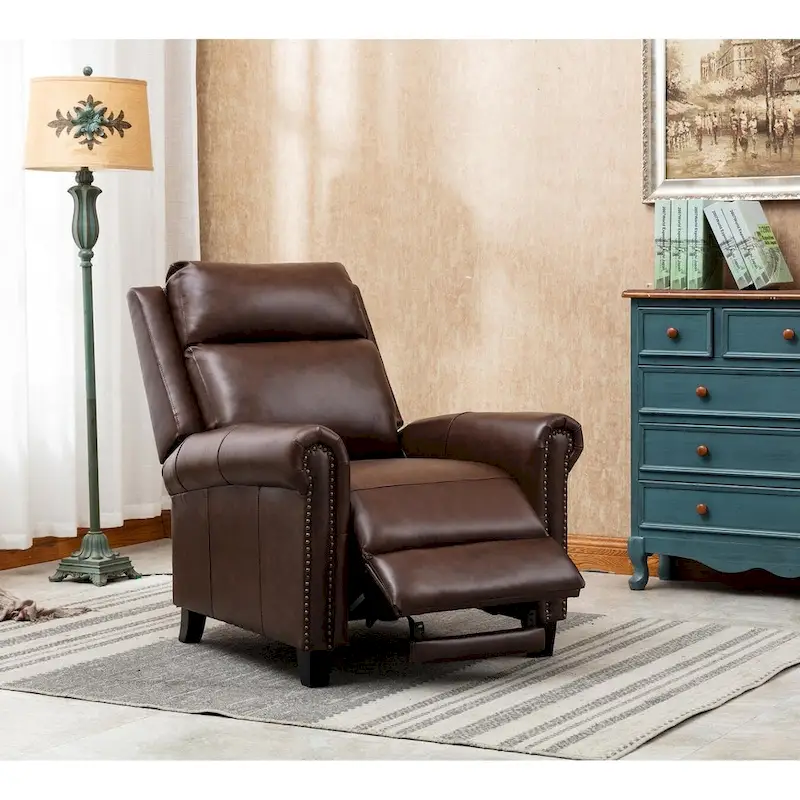 Ebello Genuine Leather Pushback Club Recliner Chair
