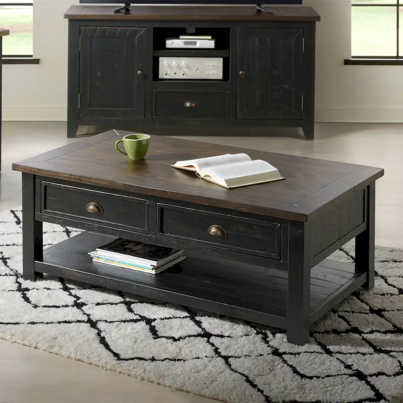The Gray Barn Downington Solid Wood 2-Drawer Coffee Table