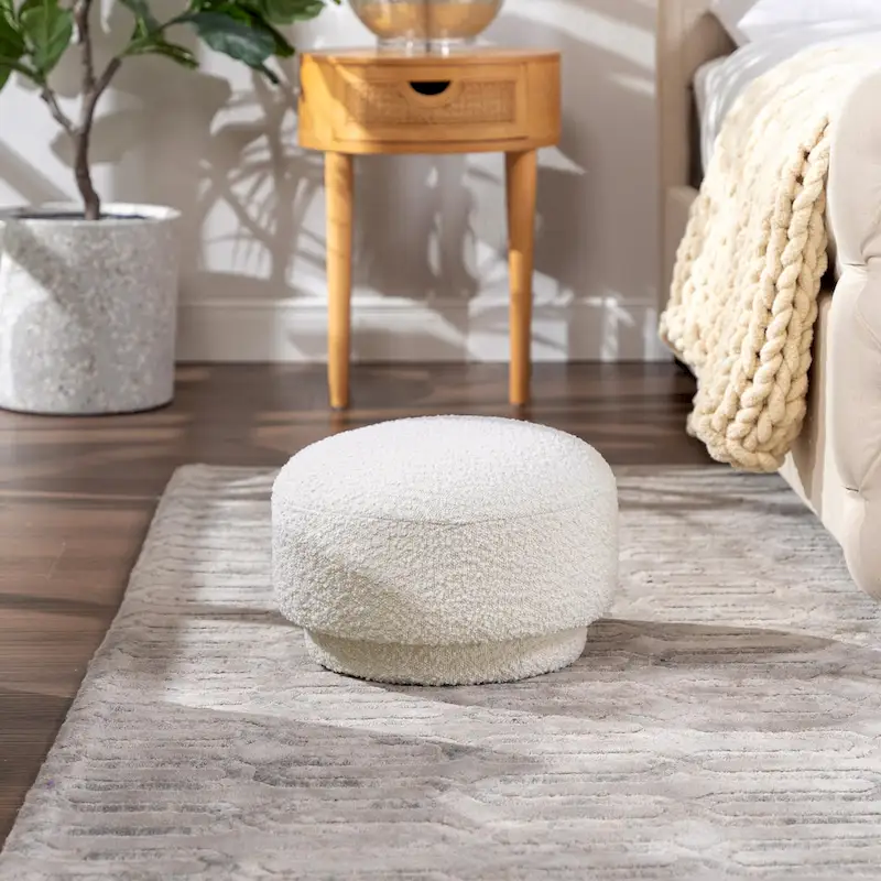 Fuji 15 Faux Sherpa Mushroom Footstool Ottoman
