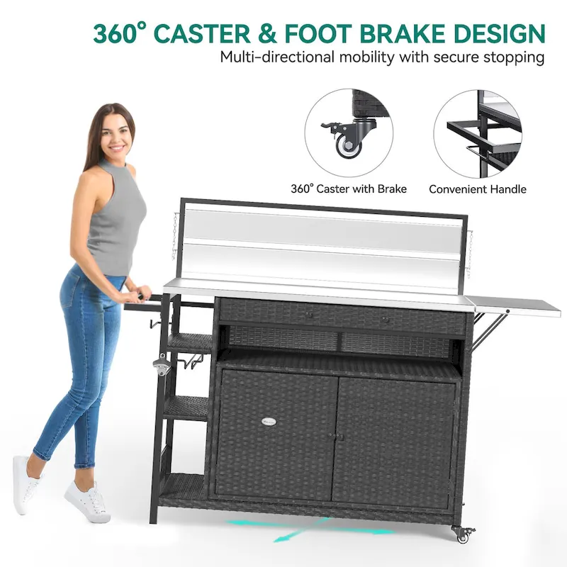 54.3 Wicker Bar Cart