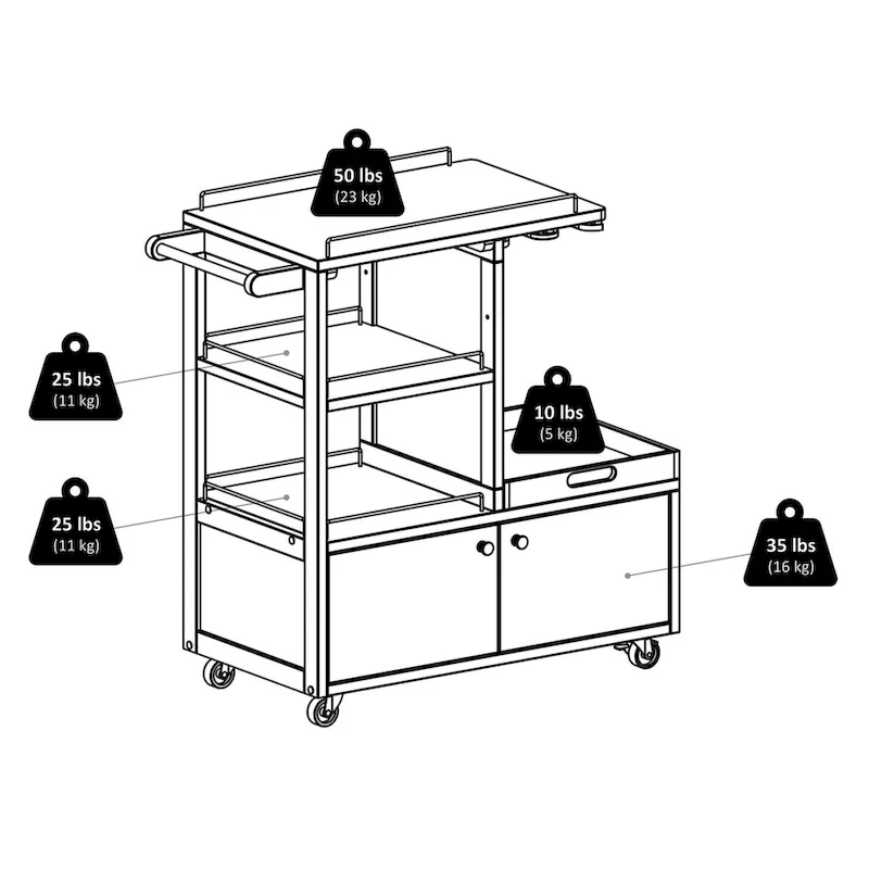 Galen Entertainment Cart, Espresso - 34.25 x 16.77 x 34.37 inches