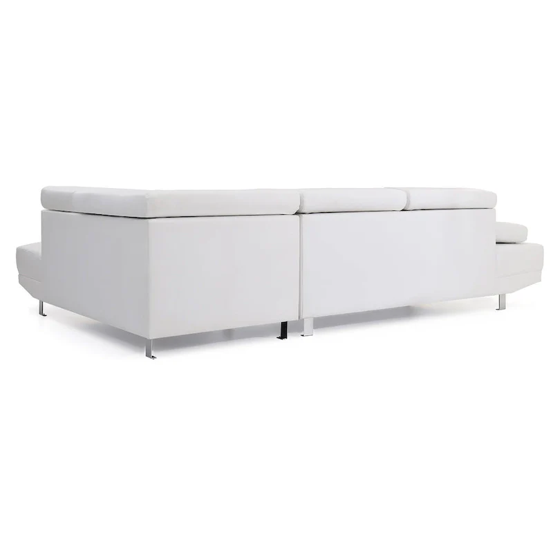 Adjustable Faux Leather L Shape Sectional Sofa - 109 - White