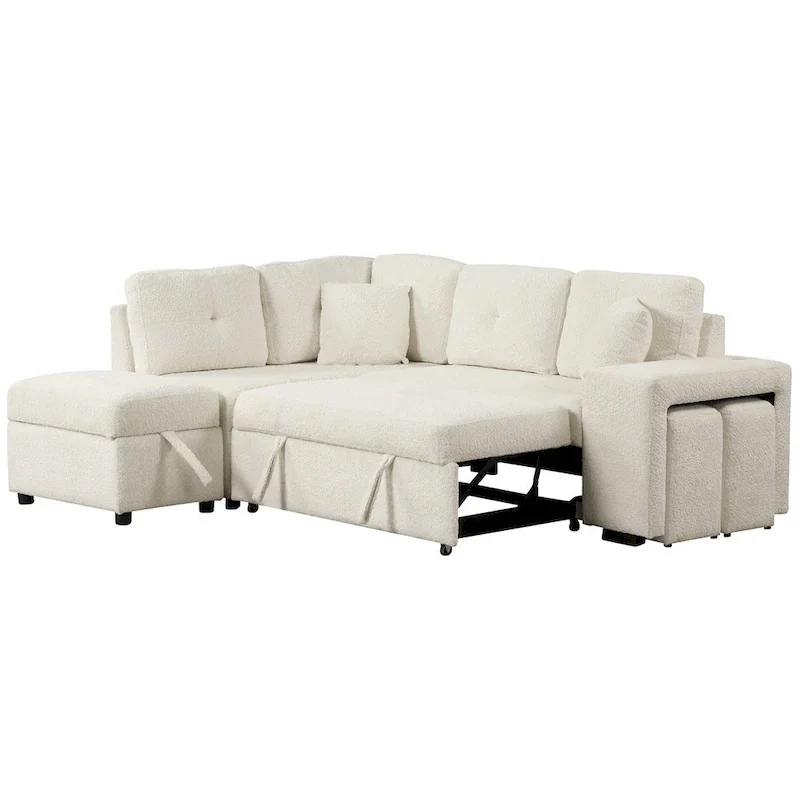 87.7 Convertible Sectional Pull Out Sofa Bed