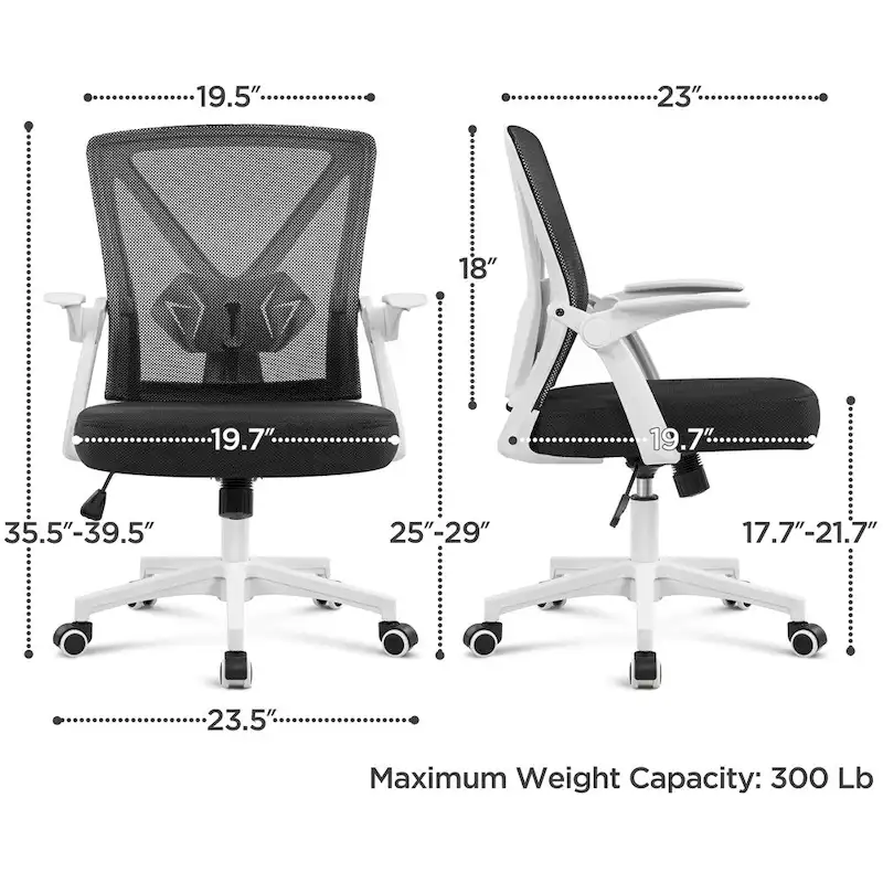Yaheetech Mesh Office Chair with Flip-up Armrests Comfy Desk Chair - N/A