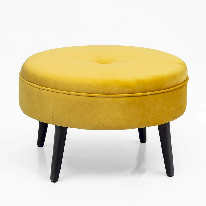 Adeco Carrington Juttersbo Round Tufted Fabric Ottoman