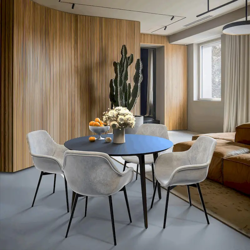 Leather Dining Chair with Iron Legs Set of 4 Modern Accent Armchair