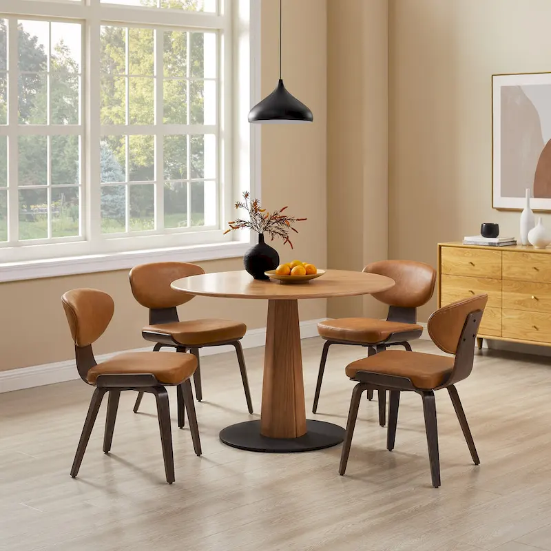 Wood and PU Leather Dining Chair