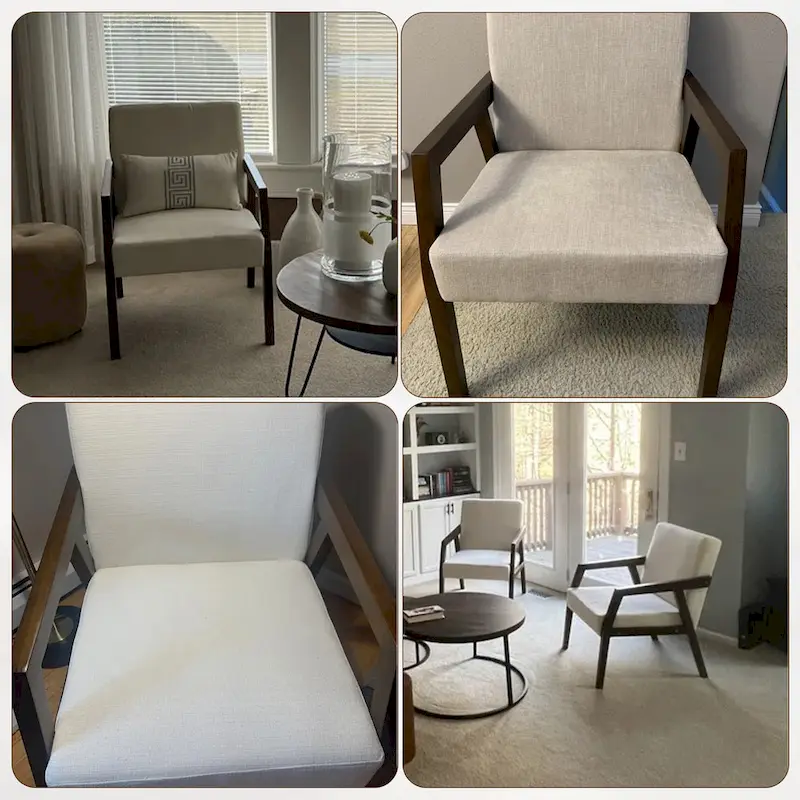 Mid-Century Modern Upholstered Accent Armchair with Solid Wood Legs, Living Room Bedroom Chair