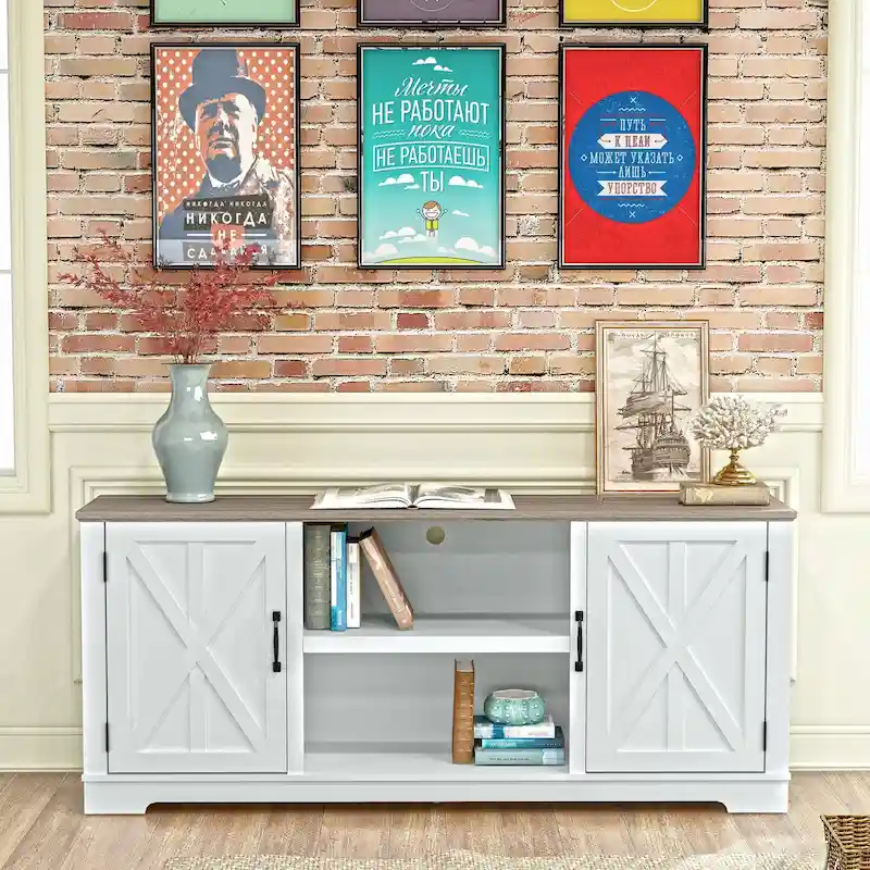 70 Farmhouse TV Stand Console for TVs up to 75 inch - 70 in Width