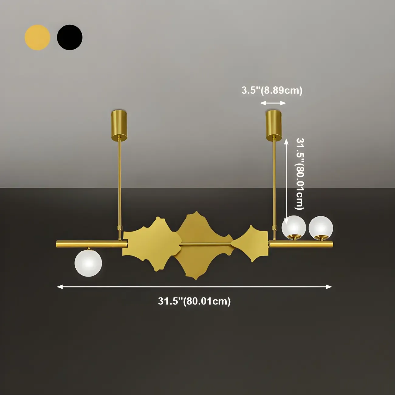 3/4-Light Modern Gold Metal Abstract Island Light