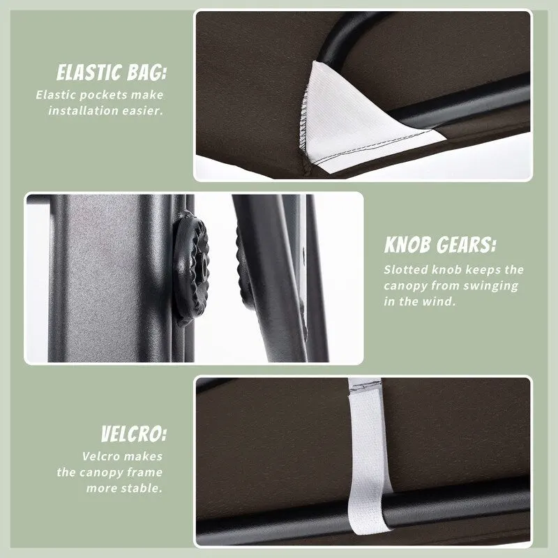 3-Person Metal Patio Swing with Canopy and Cushions - N/A