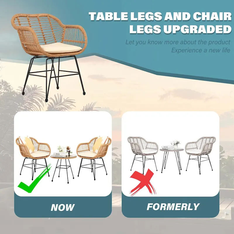 Vrakae Upgraded 3 Piece Outdoor Patio Bistro Set