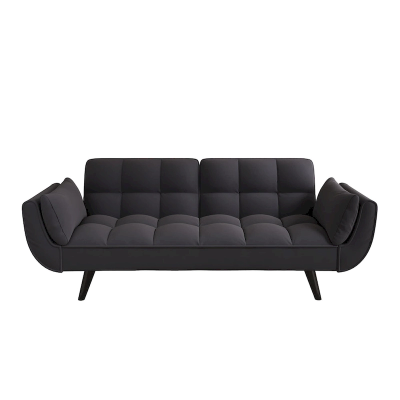 Black 57 Convertible Loveseat Sofa Bed with Adjustable Backrest, Pillows