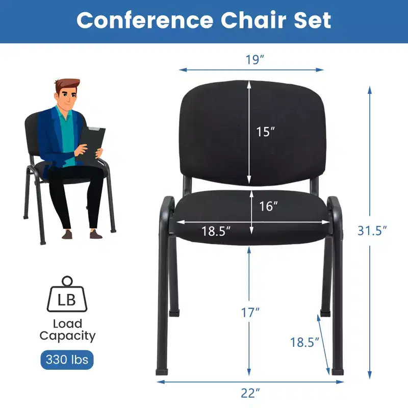Costway Set of 5 Conference Chair Elegant Design Office Guest Reception