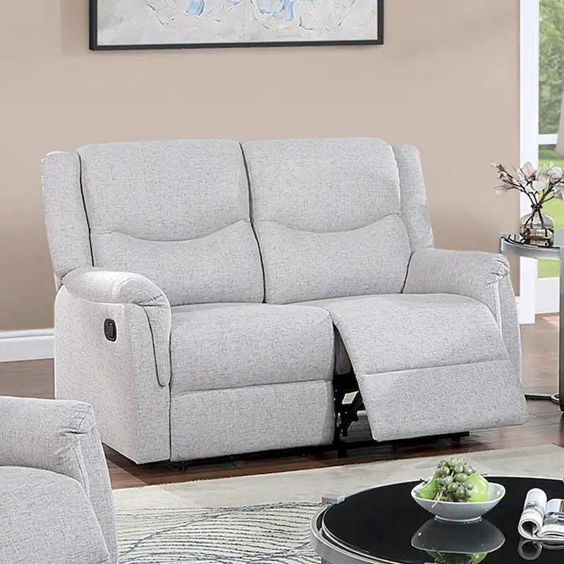 Burlap-Like-Fabric Upholstered Manual Motion Reclining Loveseat
