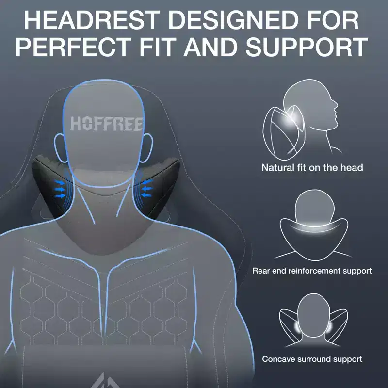 Hoffree Breathable Fabric Massage Gaming Chair Ergonomic Office PC Chair with Footrest & Adjustable
