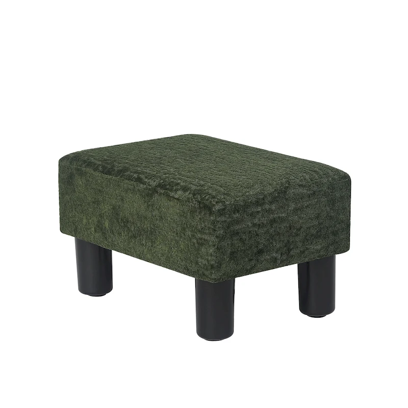 Adeco Small Rectangular Ottoman Modern PU Leather Footrest Stool Chair