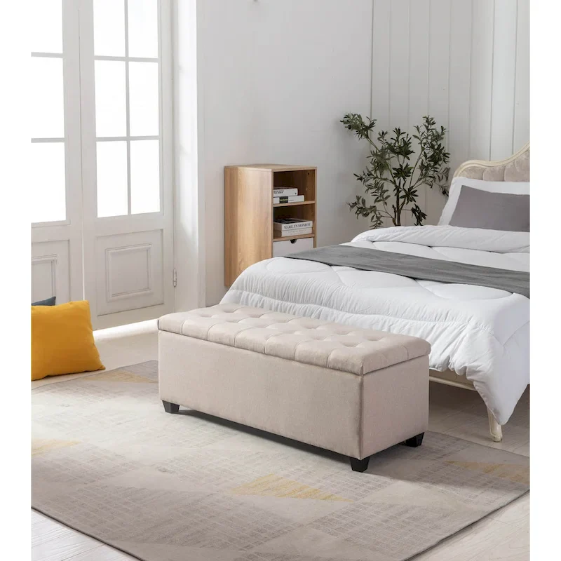 Ved Storage Bench, Flip Top, Fabric Upholstery