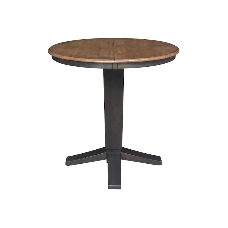 36 in Round Top Pedestal Counter Height Dining Table with 12 in Leaf