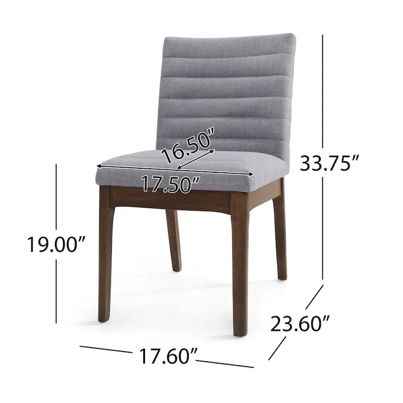 Mid-Century Modern Channel Stitch Dining Chairs - Set of 2