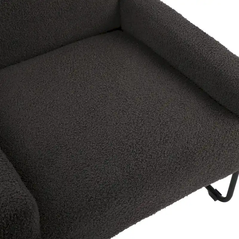 Boucle Fabric Accent Chair Lamb Wool Armchair with Metal Frame
