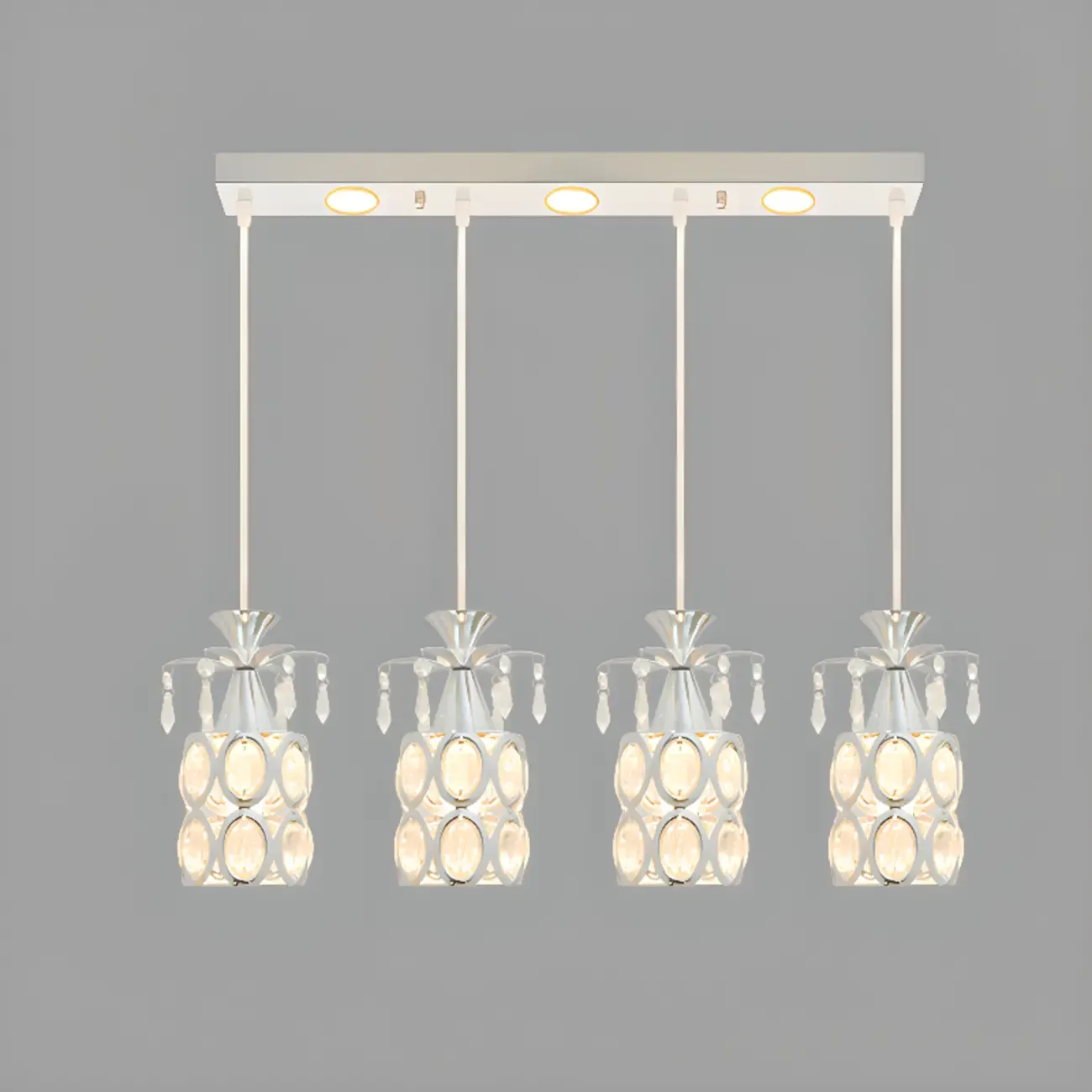 Elegant Cylinder Crystal Kitchen Island Pendant Light with Spotlight