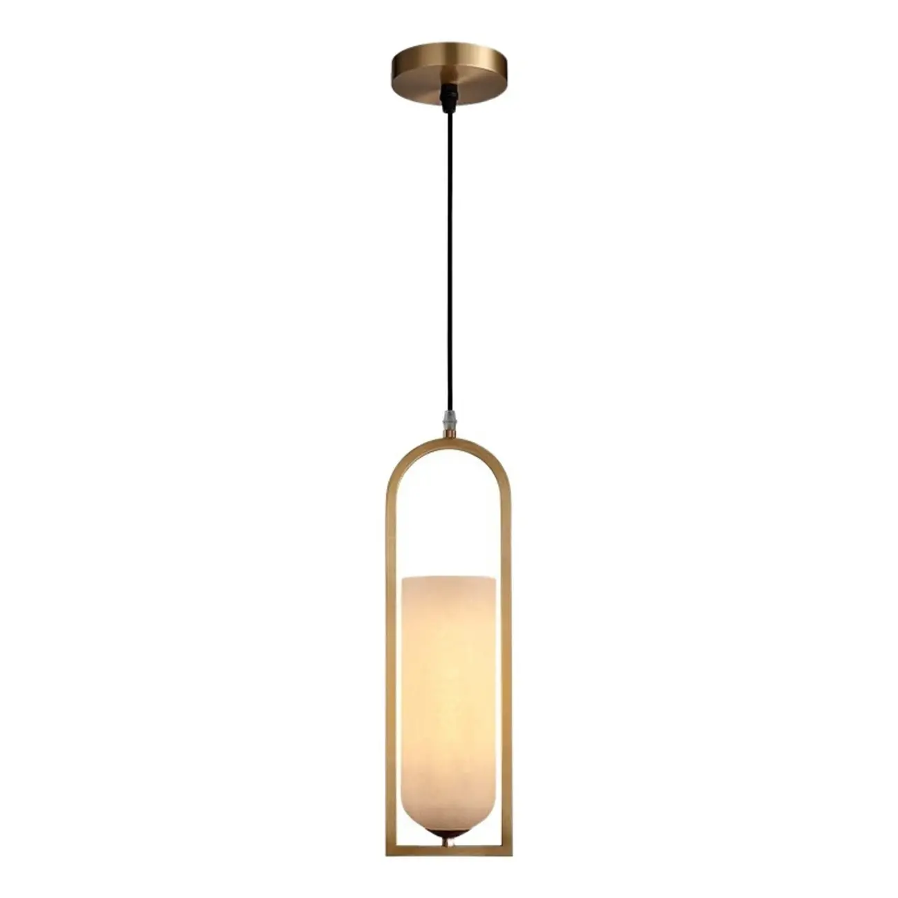 Exquisite Cylinder Gold Alabaster Hanging Pendant Light