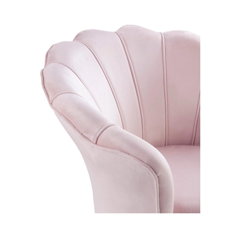 Velvet Scalloped Back Barrel Accent Chair with Metal Legs