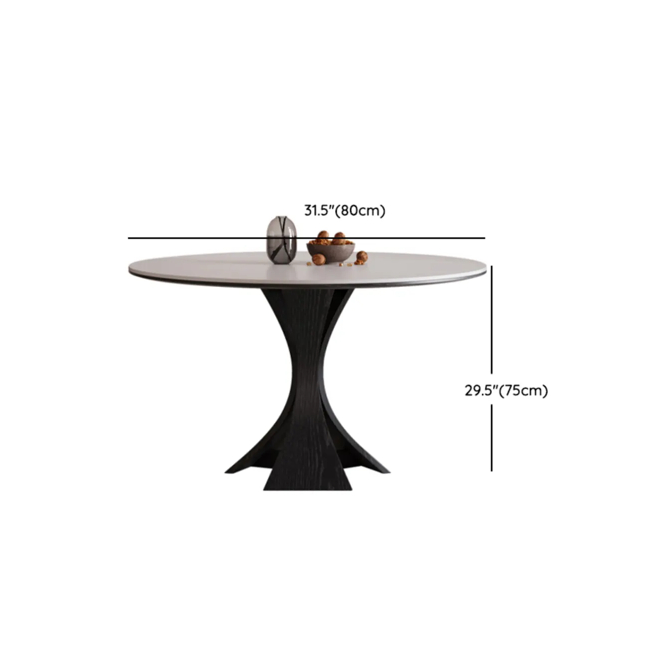 Modern Simple Black Wood Round Dining Table