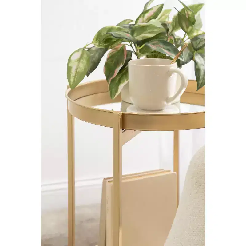 Round 2-Tier Metal Foldable Tray Table
