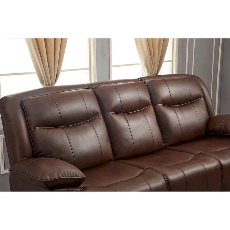 Betsy Furniture Bonded Leather Manual Rclining 3-seat Sofa Couch 8006