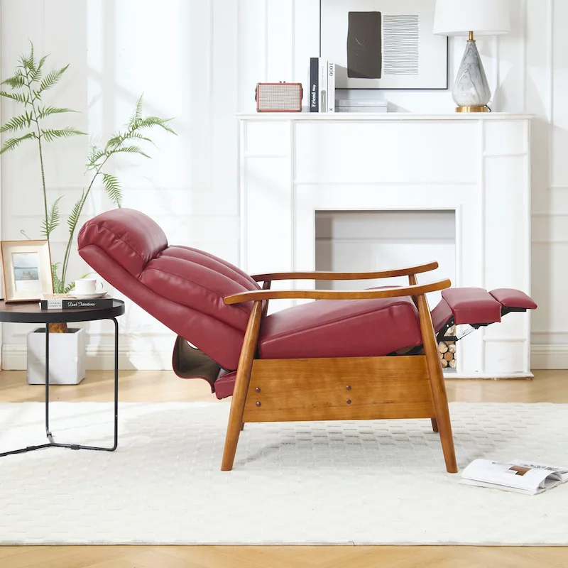 Wine Red 26.38 Adjustable Chaise Lounge Chair