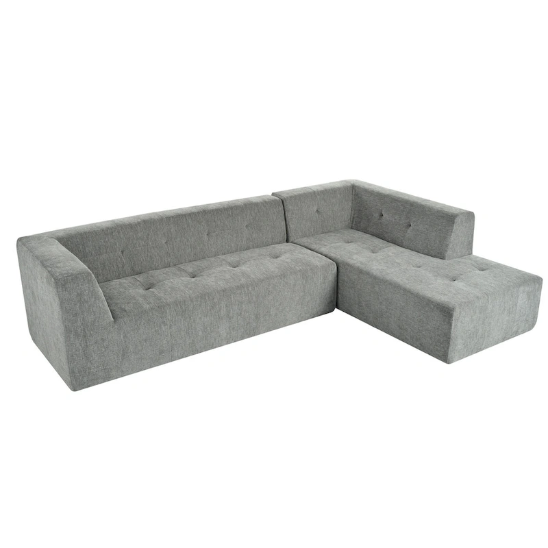 112.2 Chenille Modular L-Shaped Sofa Bed with Free Combination Design and No-Assembly Required