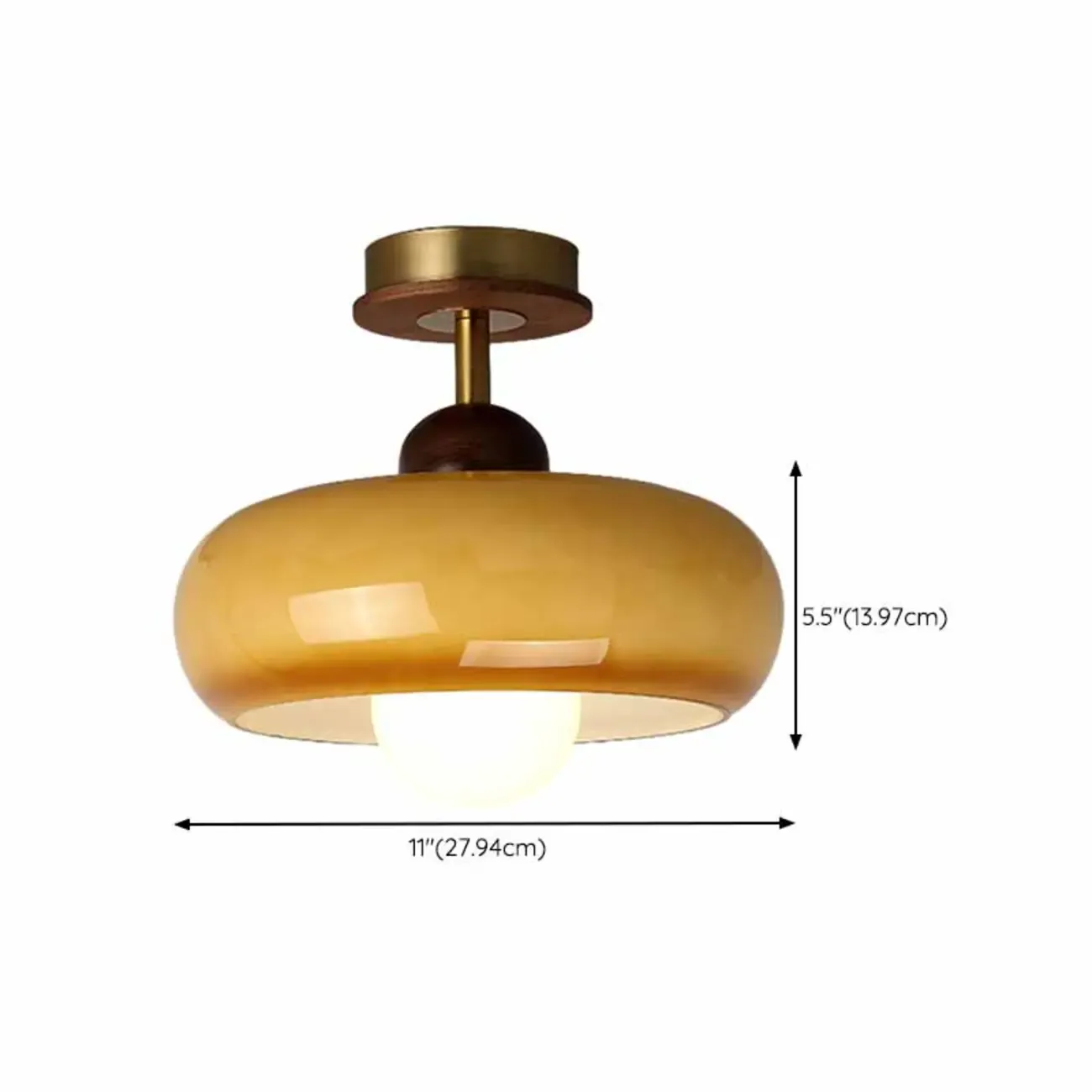 Caramel Gradient Glass Dome Semi Flush Ceiling Light