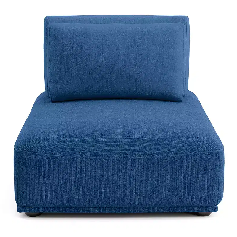 Blue Chenille Armless Recliner Chair, 1-Seat