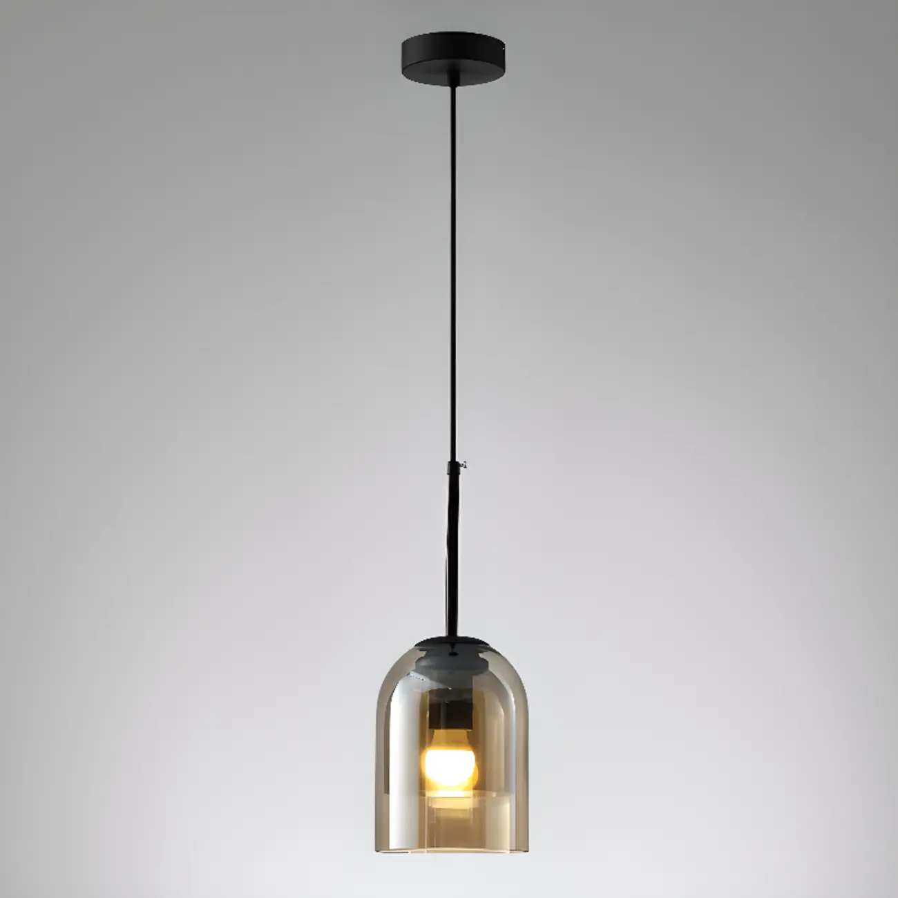 Modern Metal Gray Glass Cylinder Pendant Light