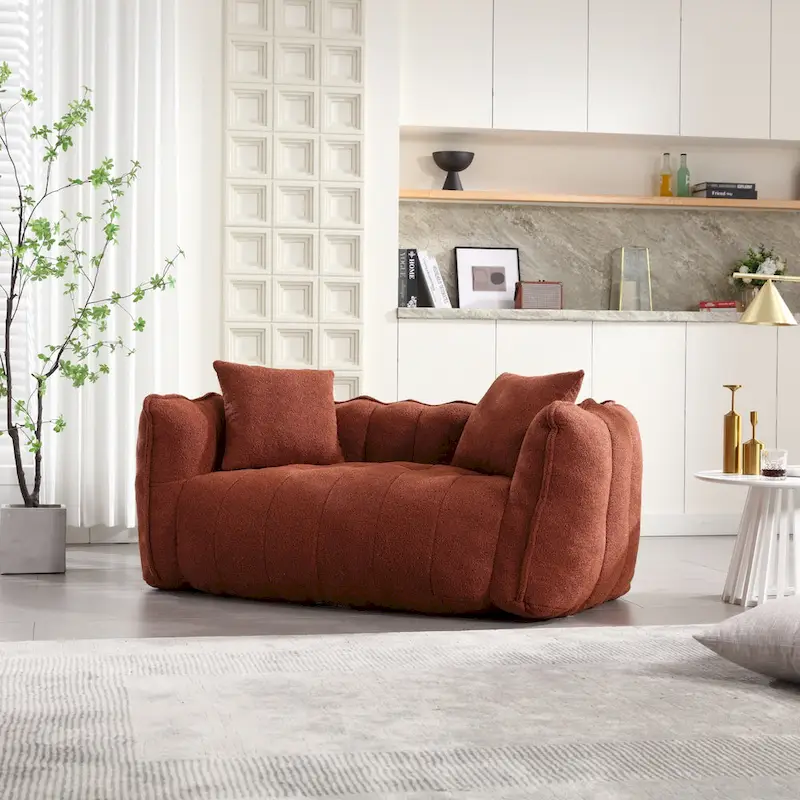 Modern 65.1 Chenille Tufted Loveseat Accent Chair with High-Resilience Foam