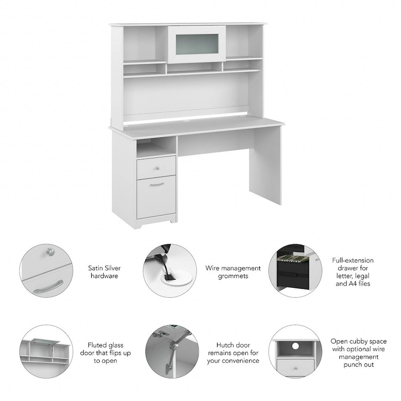 Cabot 60W Computer Desk with Hutch in Espresso Oak by Bush Furniture