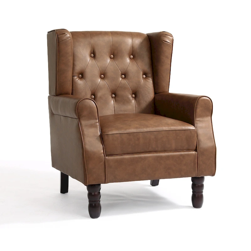 Button-Tufted Accent Chair Wingback Armchair - 38H